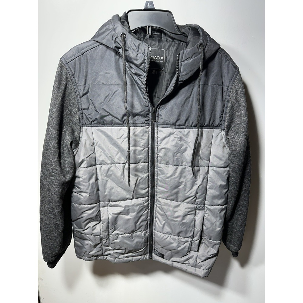 Matix Mens Hooded Windbreaker Black/Gray Size Medium
